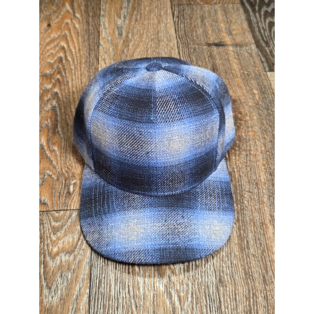 Original Use Mens Blue Black Ombre Plaid Snapback Hat Recycled Polyester Cap